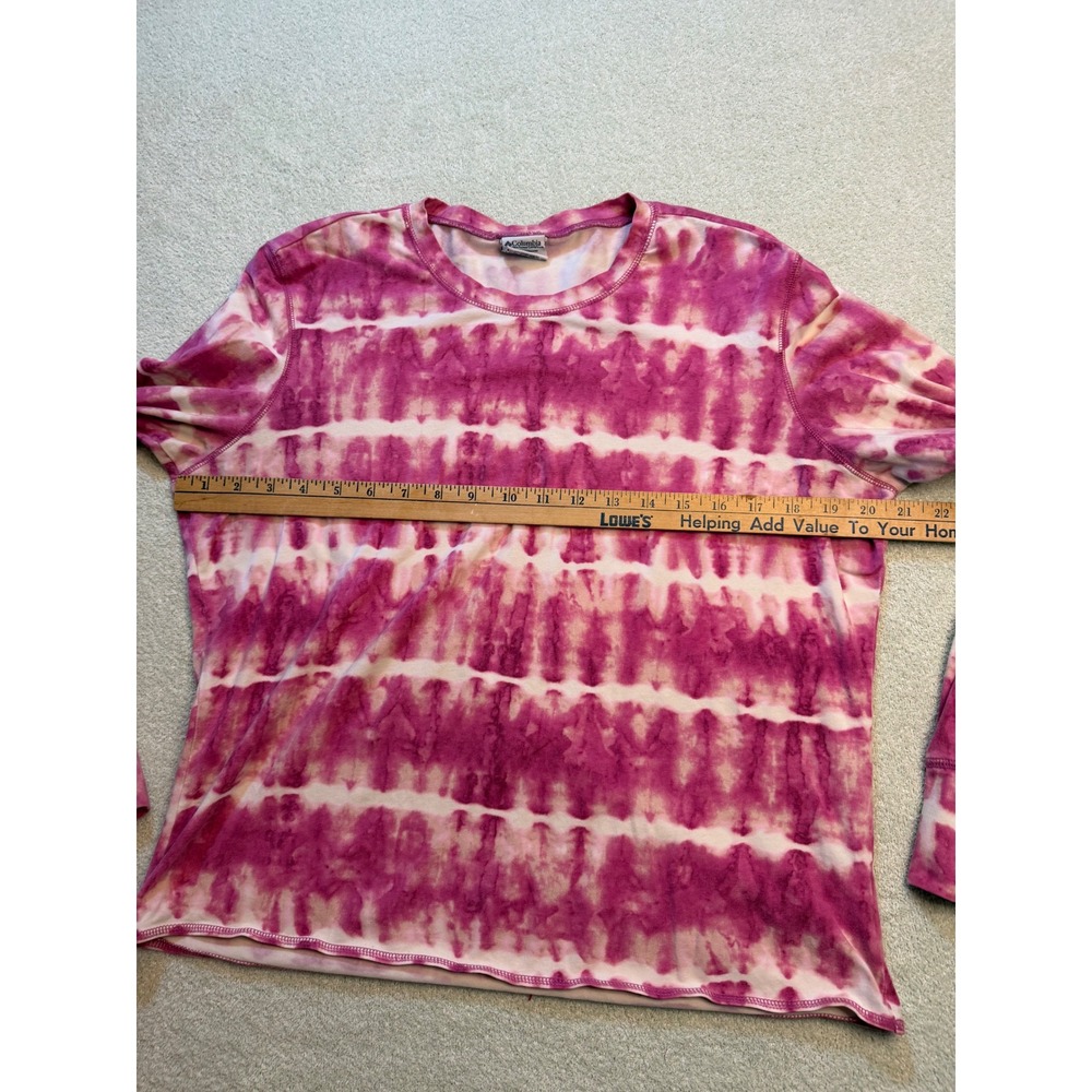 Columbia Womens Large Pink Tie Dye Long Sleeve Crew Neck Shirt Activewear Top
